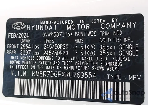 2024 Hyundai Palisade Calligraphy из США, поврежденный, VIN KM8R7DGEXRU769554